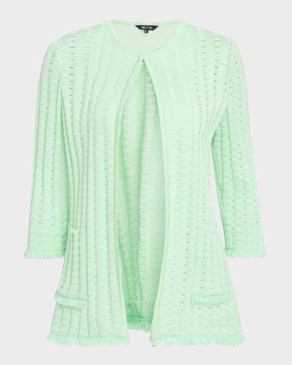 Heritage Fringe-Trim Tonal Burnout Knit Jacket
